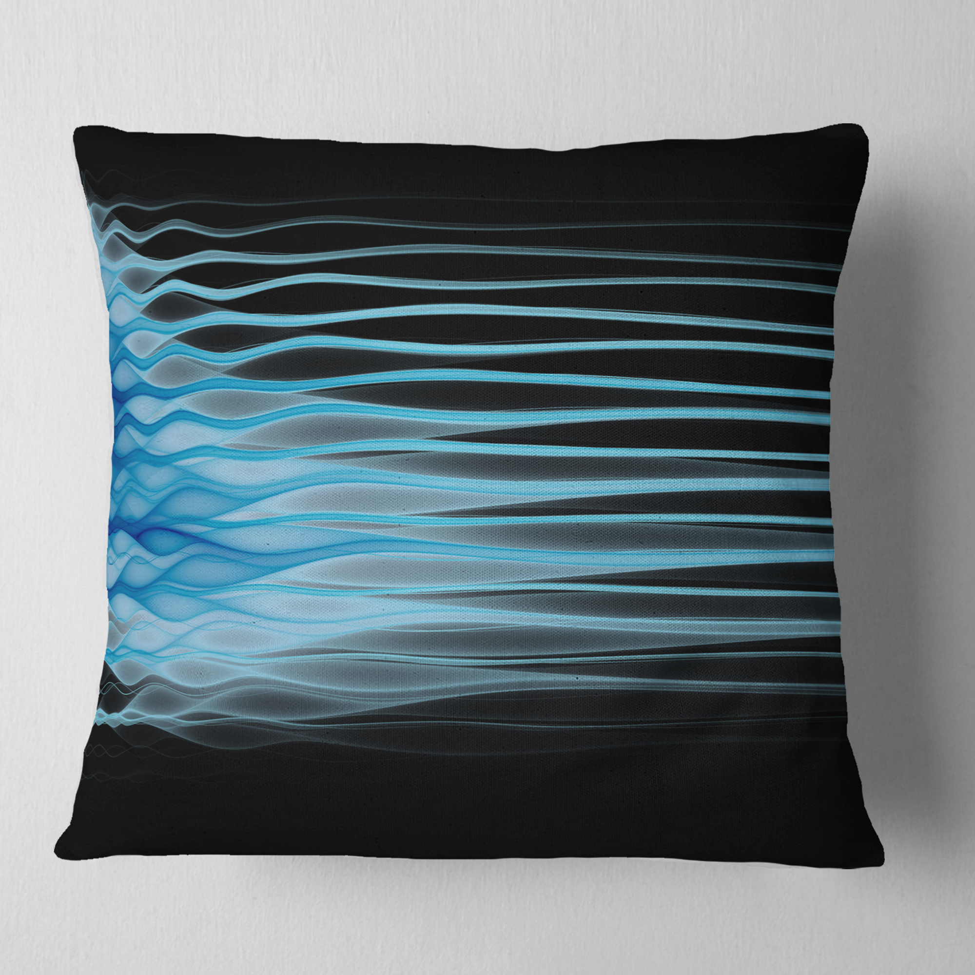 Designart Light Blue Fractal Flames - Abstract Throw Pillow - 16x16