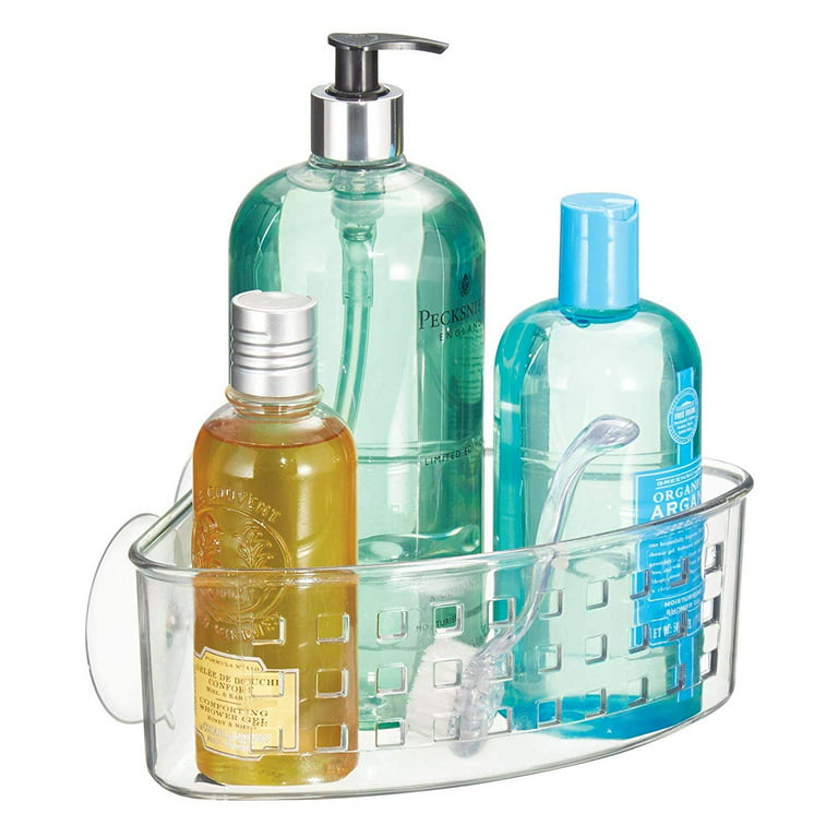 iDesign Plastic Bathroom Suction Holder, Shower Organizer Corner Basket for  Sponges, Scrubbers, Soap, Shampoo, Conditioner, 9 x 7 x 3.5, Clear