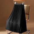 thumbnail image 5 of Quixlent Women Maxi Skirt Elastic High Waist A-Line Long Skirt Solid Color Large Hem Pleated Skirt Work Leisure Skirt Workwear, 5 of 7