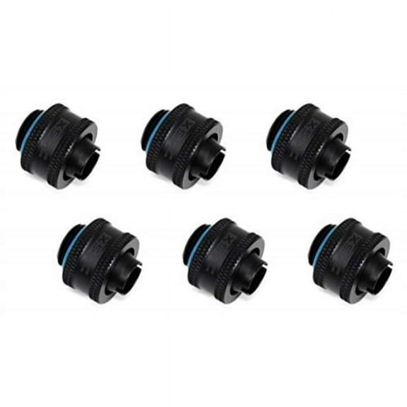 xspc g1/4" to 3/8" id, 1/2" od compression fitting v2 for soft tubing, matte black, 6-pack