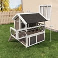 thumbnail image 2 of Casa para Gatos Exterior – 2 Pisos Elevada con Balcón – Refugio Impermeable – Techo Desmontable – Puerta de Escape – Fácil Montaje – Gatos Callejeros – Blanco y Gris, 2 of 7