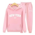 thumbnail image 2 of LINGLANG Fall Outfits For Women 2025 Trendy Sets York Letter Couples Hoodies Sweatshirt Pants Set Unisex Sportswear Casual Sweatsuit Lounge Set Matching Sets, 2 of 3