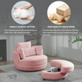 thumbnail image 5 of Swivel Barrel Chair, Oversized Swivel Chair with Moon Storage Ottoman Modern Upholstered Accent Chair, Round Swivel Barrel Chair with 4 Pillows Leisure Sofa Chair Lounger Armchair for Living RooPink, 5 of 8