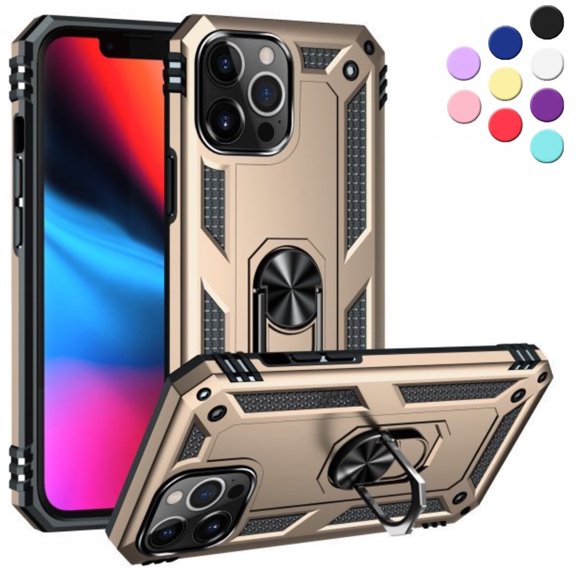 Entronix Heavy Duty Case Designed for iPhone 12 Pro Max, Rotating Ring Protective Cover, Gold