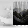 thumbnail image 2 of Geometric Wave Shower Curtain, 66" x 72", Minimalist Grey Golden Mountain Sky Waterproof Bathroom Curtain Washable Shower Curtain Set with 12 Hooks, 2 of 6