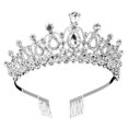 thumbnail image 1 of HLONK Women Kids Tiara Crowns with Comb Pins Imitation Crystal Glitter for Rhinestone, 1 of 20