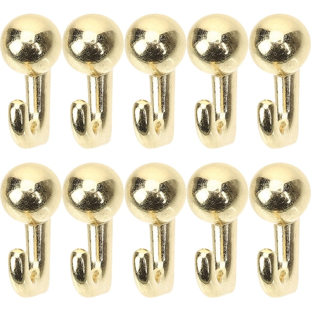 Mobutofu 10Pcs Decorative Picture Hangers with Golden Metal Push Pin Hooks for Home Wall Frames