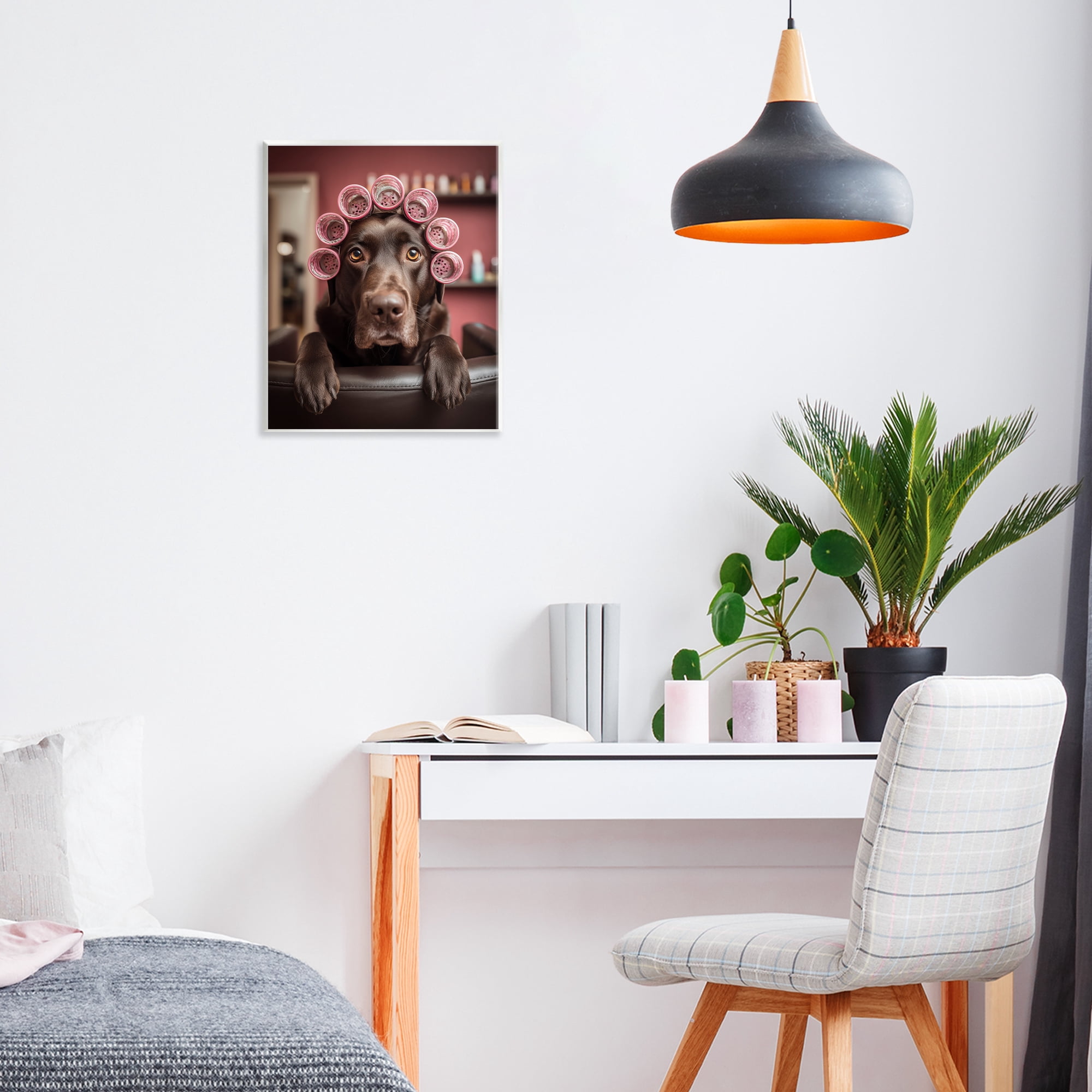 Stupell Industries Dog at Salon with Curlers Wall Plaque Art, design by Scott Stulberg