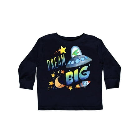 

Inktastic Dream Big Cute Space Dinosaur Flying Spaceship Gift Toddler Boy or Toddler Girl Long Sleeve T-Shirt