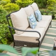 thumbnail image 3 of Summit Living 9-Seat Outdoor Patio Conversation set with 3-Seat Sofa, Love-seat Sofa, 2 Rocking Chairs,2 Ottomans & Wood-look Coffee Table, Black Steel Frame & Beige Cushion, 3 of 18