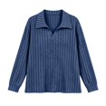 thumbnail image 6 of Fall Tops for Women Nelozsy Women V Neck Plus Size Ribbed Long Sleeve Top Pullover Navy XXXL, 6 of 6
