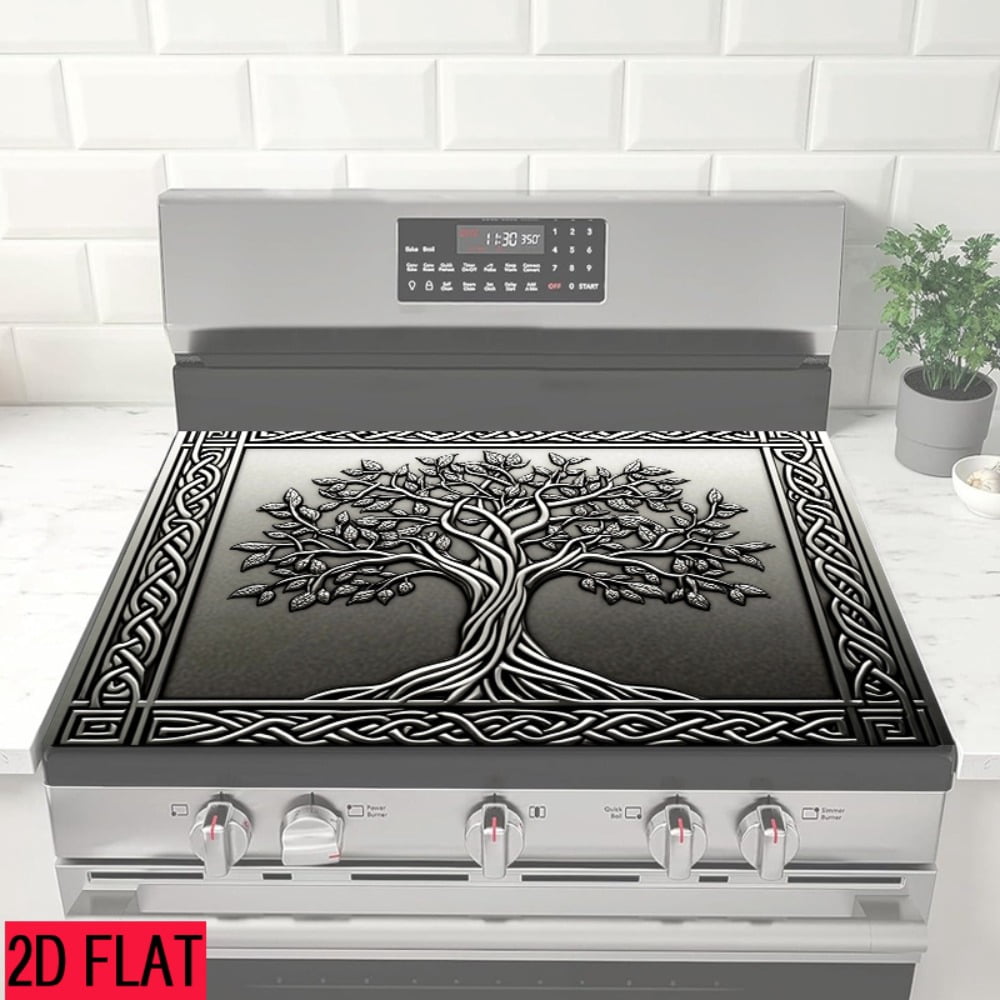 2D flat 1 kitchen stove cover, simple and artistic pattern design, Nordic-style kitchen mat, coffee machine mat, operation counter decoration, the first choice for kitchen gifts. The size is 28.3x20.
