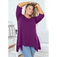 thumbnail image 5 of SHOWMALL Plus Size Women Top 3/4 Sleeve Clothes Purple 2X Blouse Swing Tunic Crewneck Loose Clothing Shirt for Leggings, 5 of 7