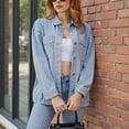 thumbnail image 5 of MaFYtyTPR Women's Denim Jackets Fashion Casual Long Sleeved Button Pocket TurndownCollar Coat with Pocket Slim Comfy Cardigan Jean A-Light Blue M, 5 of 6