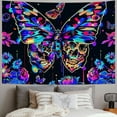 thumbnail image 2 of PRATYUS  Butterfly Tapestry for Bedroom Aesthetic Skull Skeleton Mushroom Wall Tapestry Moth Flower Moon and Stars  Wall Hanging for Bedroom Living Room Home Dorm Multi Size Painting, 2 of 6
