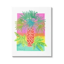 Stupell Industries Neon Palm Tree Botanicals Tropical Coastal Leaves Graphic Art Gallery Wrapped Canvas Print Wall Art, Design by unknown