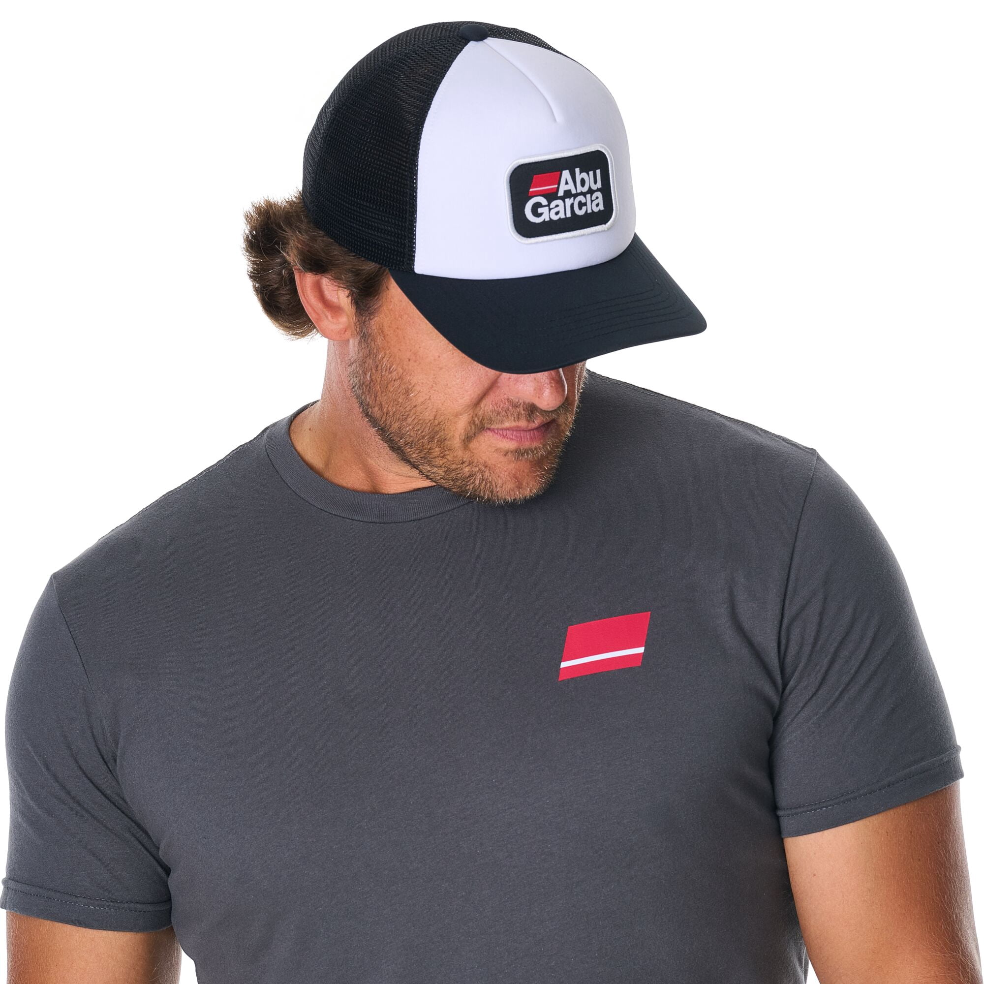 Abu Garcia Stacked Logo Foam Trucker Hat, White