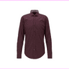 Boss Slim-fit shirt in organic cotton with Vichy check Dark Red Size S