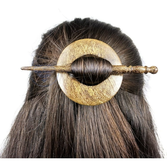Nagina International Premium Vintage Polished Wooden Shawl Pins | Hair Barrettes & Hair Clip | Personal & Beauty Care Accessories (Antique Mango)