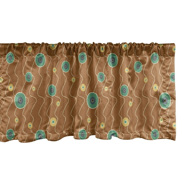 Ambesonne Abstract Valance Pack of 2, Eyeball Look Circle Motif, 54"X18", Amber Seafoam