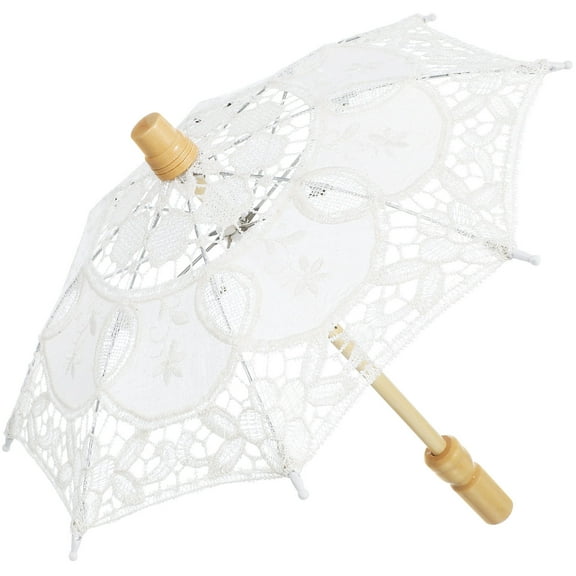 Toyandona Bridal Props for Photography White Cotton Lace Umbrella 1Pack for Weddings