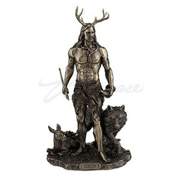 Herne the Spirit Hunter of Windsor Forest Standing With Deer and Wolf