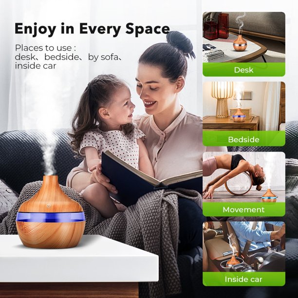 Humidificador de aire eléctrico, difusor de aceites aromáticos esenciales, humidificador ultrasónico de grano de madera, Mini generador de niebla USB, luz LED auspiciosa XianweiShao 8390614417434