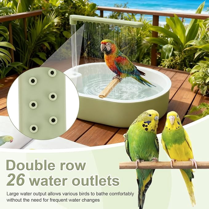 XQWJWLA Bird Bath, Automatic Parakeet Bath with Pump, Parrot Shower Fountain Indoor Bathtub with Running Water, Parrot Bath Tub Faucet for Pet Birds, Cockatiel, Conure, Budgie, Lovebird(#A)