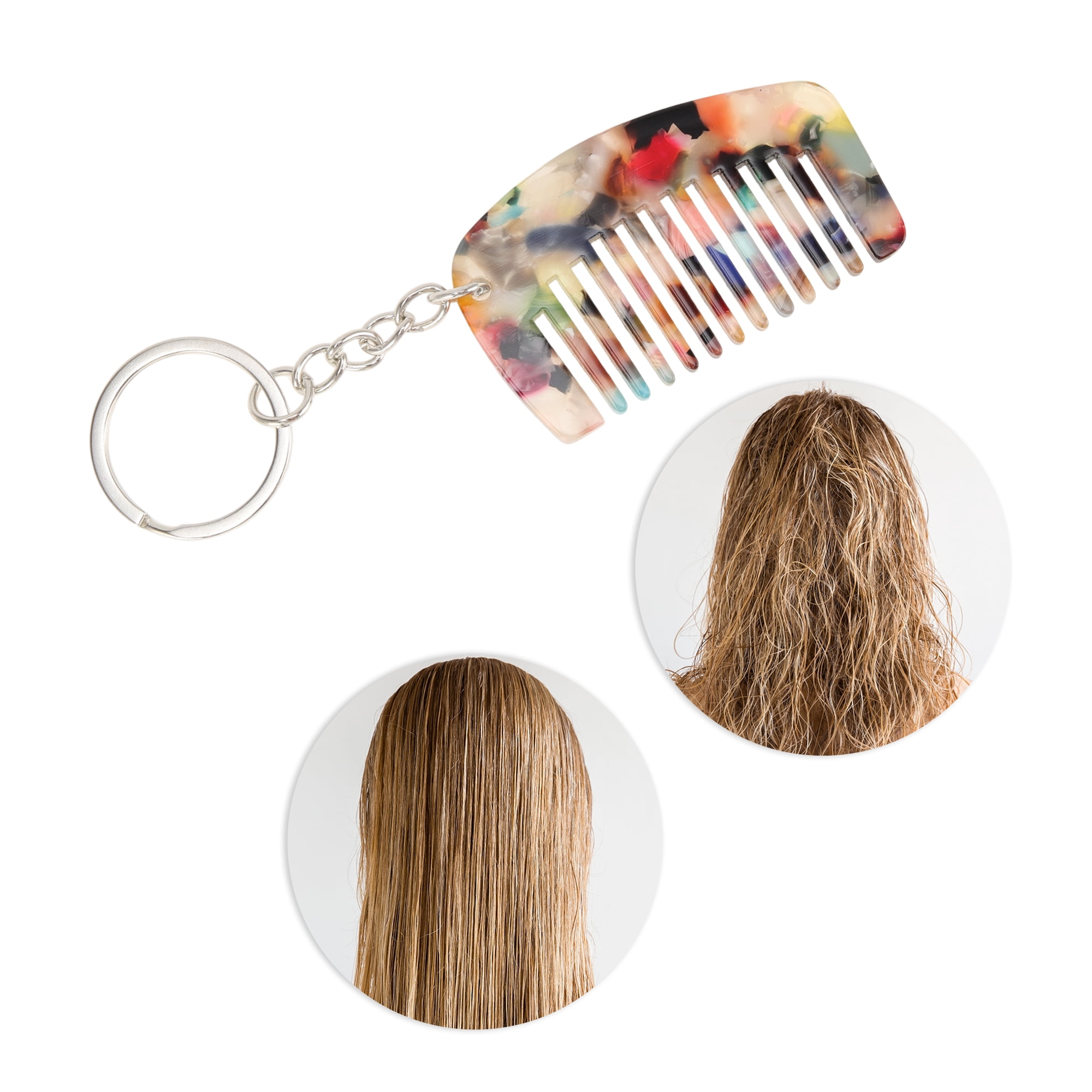 Unique Bargains 1 Pc Durable Mini Keychain Hair Comb for All Hair Types Styles Multicolor
