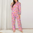 thumbnail image 3 of Bingfone Womens Pajama Sets Pink Donut Print,Long Sleeve Loungewear Pajamas Set-X-Large, 3 of 9