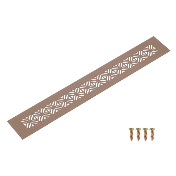 Aluminum Alloy Air Vents, 350 x 50mm / 13.8 x 2" Rectangle Louvered Ventilation Grille Cover with Mounting Screws for Door Cabinet Wardrobe, Brown