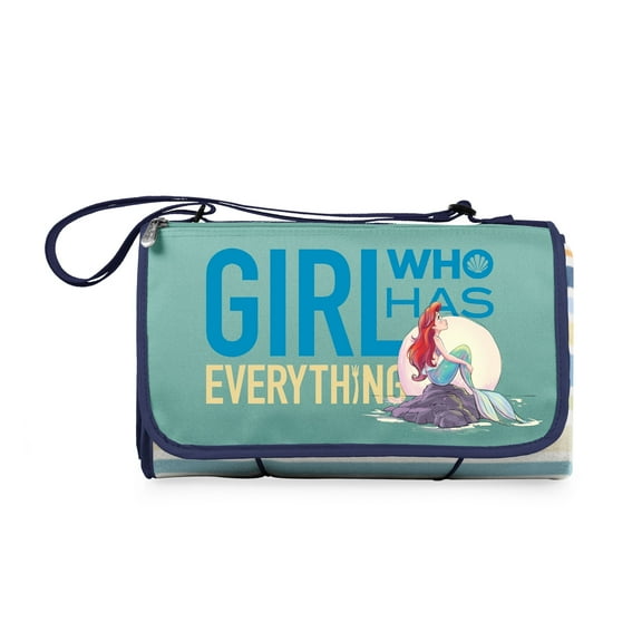 Little Mermaid - Blanket Tote Outdoor Picnic Blanket, (St. Tropez Collection - Sky Blue with Multi Stripe Pattern)