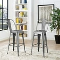 thumbnail image 4 of Industrial Country Cottage Farm Beach House Bar Pub and Dining Kitchen Bar Side Stool Chair, Metal Steel, Silver, 4 of 5