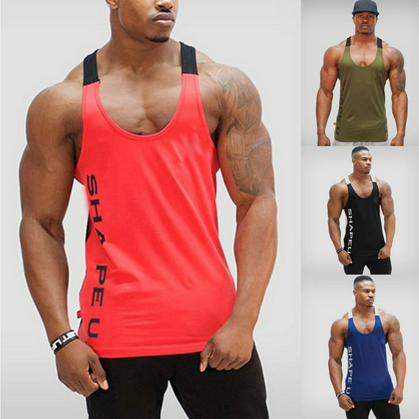 Men Singlet Y-Back Vest Workout Tank Top Bodybuilding Muscle Sport ...