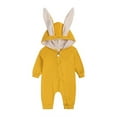 thumbnail image 2 of MIXUE Baby Girls Rompers Animal Bunny Easter Rabbit Ear Hoodie Long Sleeve With Zipper Bodysuits Streetwear,Yellow,0-3 Months, 2 of 9