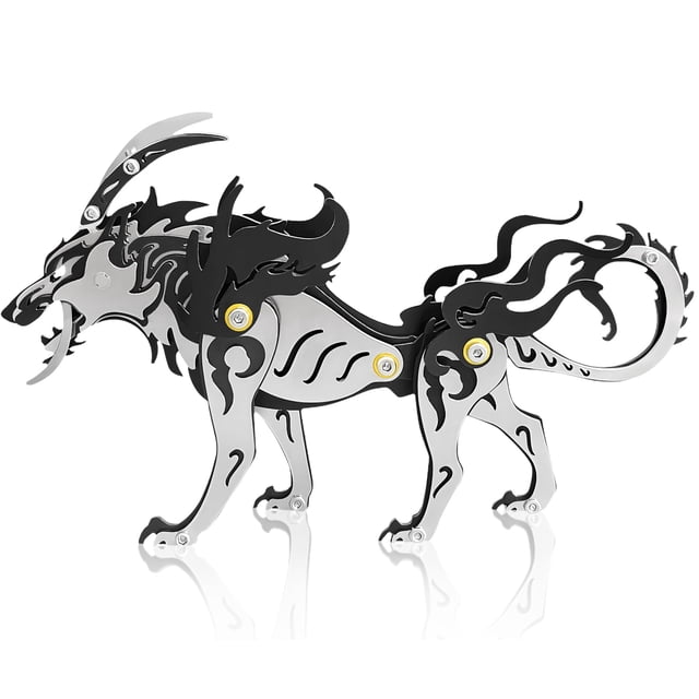 Puzzle 3D de metal FILASLFT Wolf King Black para adultos