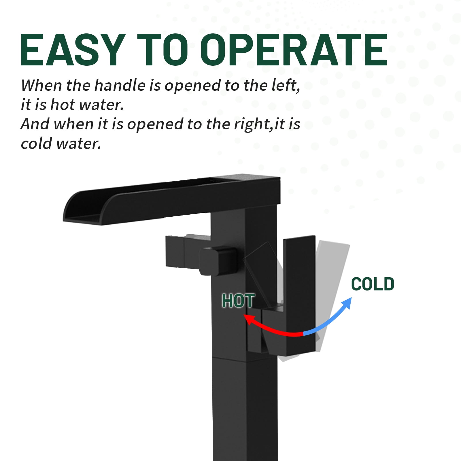 Cobbe Thermostatic Freestanding Bathtub Faucet Waterfall Tub Filler Black Floor Mount Brass Bathroom Faucets with Hand Shower