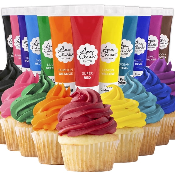 Ann Clark Professional-Grade Gel Food Coloring American Made .7 oz, 12 Color Set