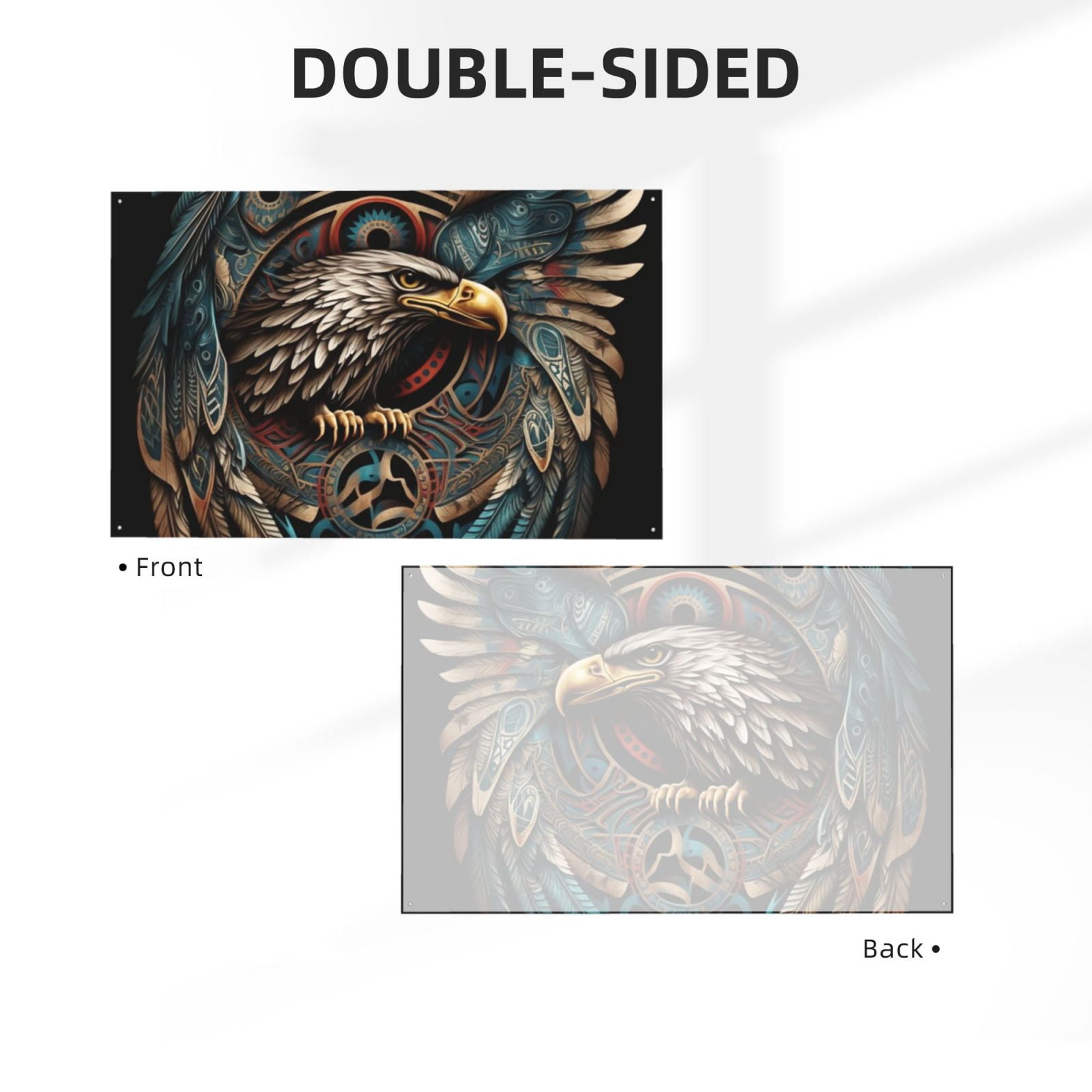 Tribal Native Eagle Symbols Black Four Hole Decorated Banner Flag for Garden Yard Home Decoration Indoor Outdoor 4x6 Ft