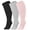 3p6 blackgreypink, variant on Hipuroga Bamboo Viscose Plus Size Compression Socks for Women Men Wide Calf 10-14 mmHg Circulation Knee High Support Stockings blackgreypink XL/2XL