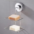 thumbnail image 1 of Elegante jabonera de acero inoxidable, jabonera autodrenante de pared con fuerte adherencia para el área del fregadero del baño y la cocina, acabado cromado, 1 of 6