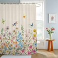 thumbnail image 4 of Shower Curtain Spring Floral Shower Curtains for Bathroom Decor, Waterproof Polyester Shower Curtain Set with Hooks, Extra Long 72" x 96" Watercolor Flower Butterfly Dragonfly, 4 of 9