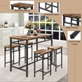 thumbnail image 5 of Dining Table Set for 4, Metal Counter Height Dining Set 1 Table & 4 Stools, Rustic Brown Kitchen Bar Table Set, Modern Style Table Set for Apartment Farm House Small Spaces, 5 of 11