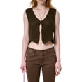 thumbnail image 1 of Sunloudy Chaleco de punto para mujer, sin mangas, cuello en V, color sólido, botones, cárdigan, primavera, verano, fiesta, tops casuales Sunloudy moda, 1 of 3