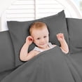 thumbnail image 3 of 3 Piece Toddler Bed Sheet Set, Silky Soft Solid Microfiber Crib Sheets, Hypoallergenic Cool & Breathable, Includes Fitted Sheet 28"x52", Flat Sheet 45"x60" and 14”x19” Pillowcase - Charcoal Stone Gray, 3 of 3
