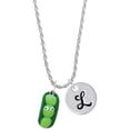 thumbnail image 1 of Delight Jewelry Fimo Clay Three Peas in a Pod Silvertone Script Initial Disc - L - Charm Necklace, 20"+3", 1 of 4