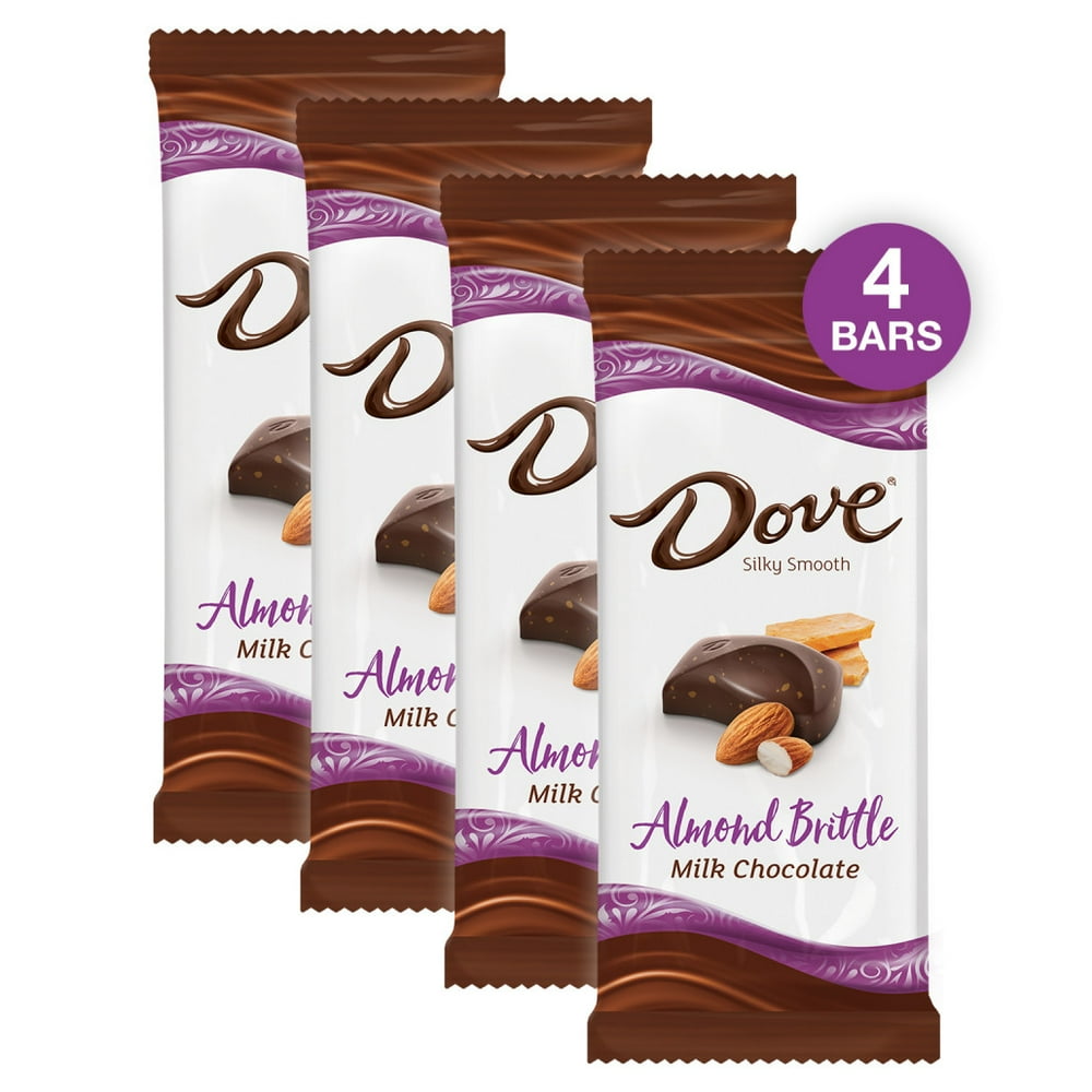 (4 pack) Dove Bar Milk Chocolate Almond Brittle Candy Bar, 3.30 Oz ...