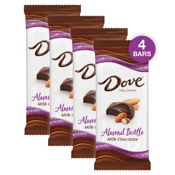 (4 pack) Dove Bar Milk Chocolate Almond Brittle Candy Bar, 3.30 Oz