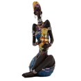 thumbnail image 4 of Estatua de dama tribal africana, adorno coleccionable, estatua africana ligera de resina Estilo B, 4 of 9
