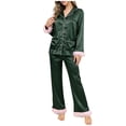 thumbnail image 2 of Gamivast Silk Pajama Sets for Women Long Sleeve Button Down & Feather Trim Pants Pjs Sets Satin Sleepwear Elegant Bride Bridesmaid Party Nightwear, 2 of 5